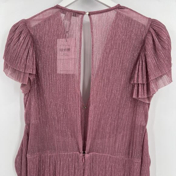 Sabina Musayev Donni Metallic Jumpsuit Antique Rose Pink Wide Leg Size Large NWT - Picture 7 of 9